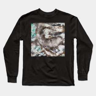 White Turquoise Abstract Painting Long Sleeve T-Shirt